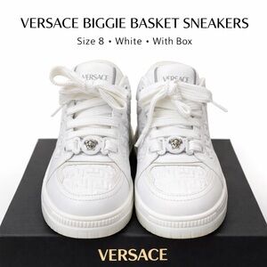 Versace Biggie Basket Sneakers White Medusa Greca Size 8 EU 38